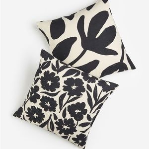 COPY - New West Elm (Set of 2) Black & White Floral Throw Pillow Cover Case 20"…